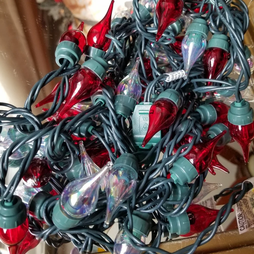 ❗Retro MCM Style Red White Atomic Twinkle Flame Christmas Holiday String Lights❗